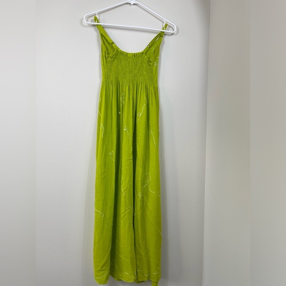 Iland Planet Miami Beach Elegant Green Embroidered Dress Straps Beach Size S/M? - Picture 9 of 16